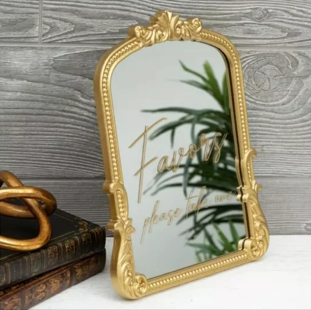 Favors Please Take One Mirror Sign Gold Tone Frame New